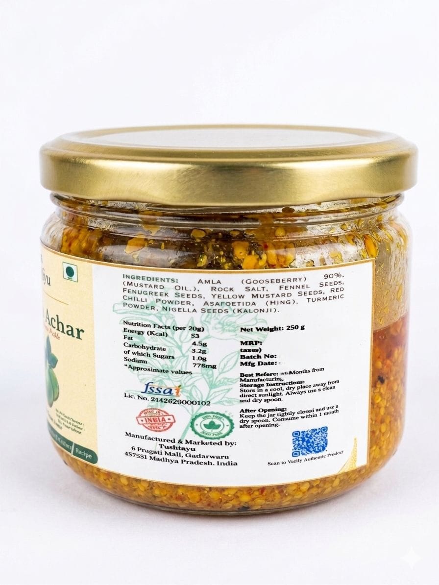 Amla Pickle (Indian Gooseberry Achar) | Vedic Sun-Cured | Rich in Vitamin C, Preservative-Free | Gut-Friendly & Immunity Support