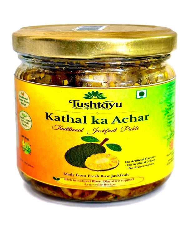 Tushtayu Homemade Kathal Ka Achar (Jackfruit Pickle) | Traditional Sun-Dried | No Artificial Colors & Preservatives | Ayurvedic Vata-Pitta Balance |