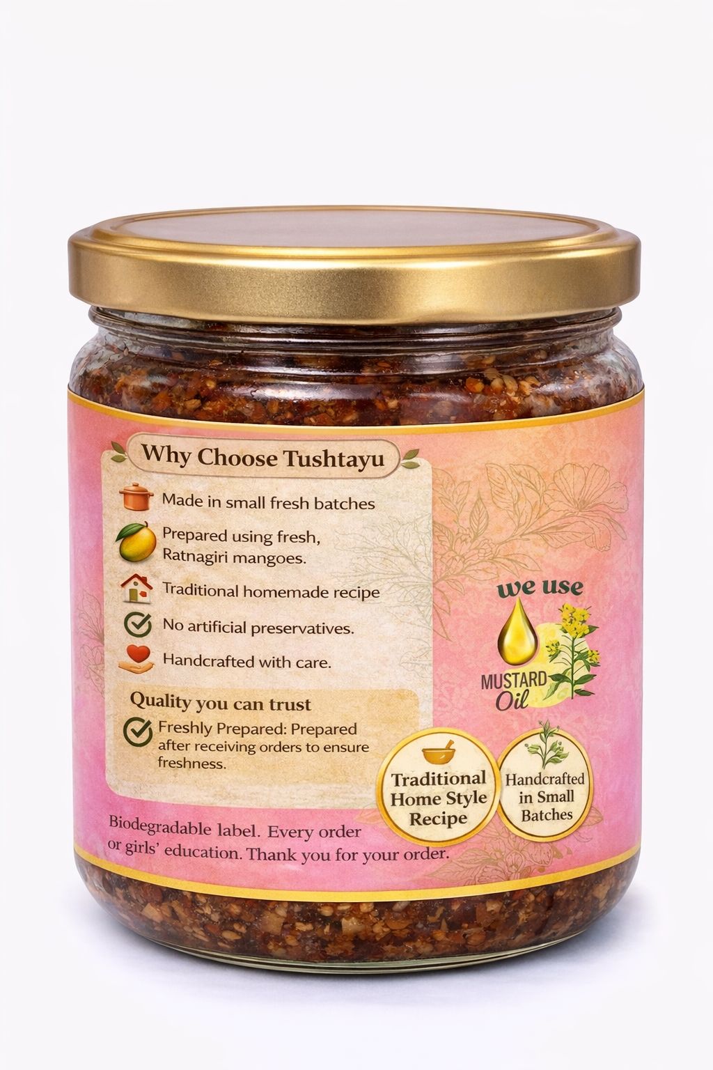 Mango Pickle Aam Achar | Sun-Cured Traditional Preservative-Free Gut-Friendly & Dosha Balancing